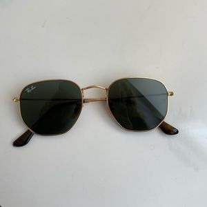 Rayban Hexagonal Gold Frame Sunglasses